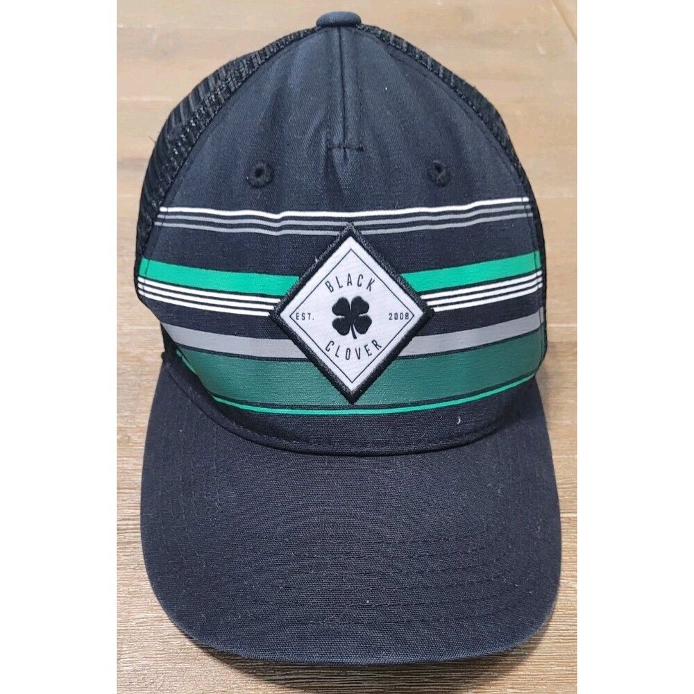 Black Clover Lifeguard Luck 2 Black Trucker Hat Black & Green Snapback Cap